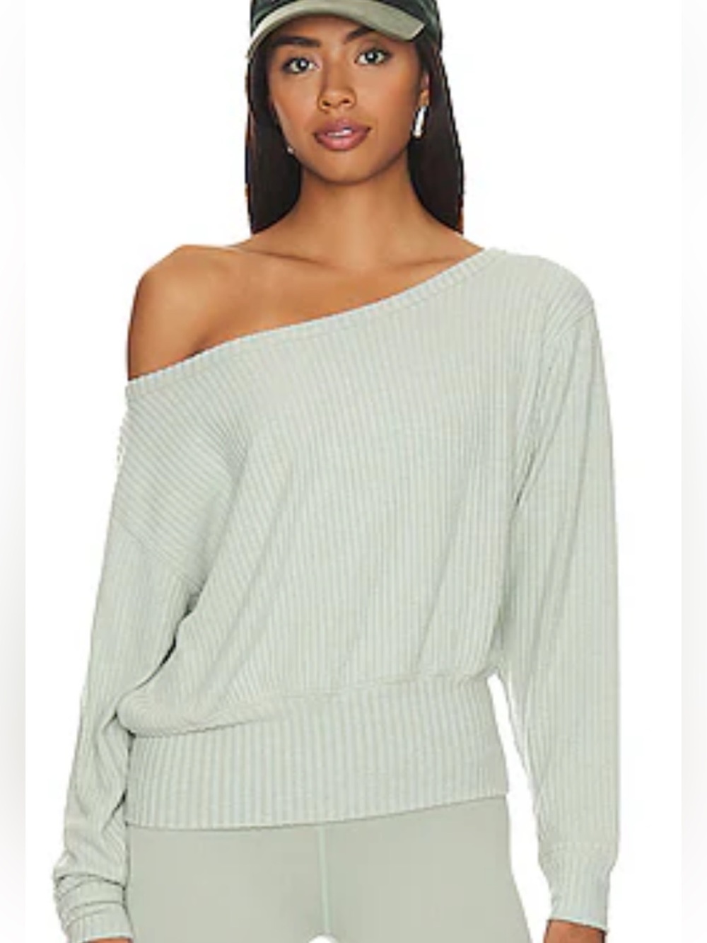 Spiritual Gangster Vida Ballet Rib Banded Hem top in Sage